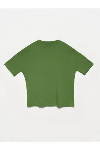 Women's Khaki Basic T-shirt 3683-Khaki1 - DILVIN (1)