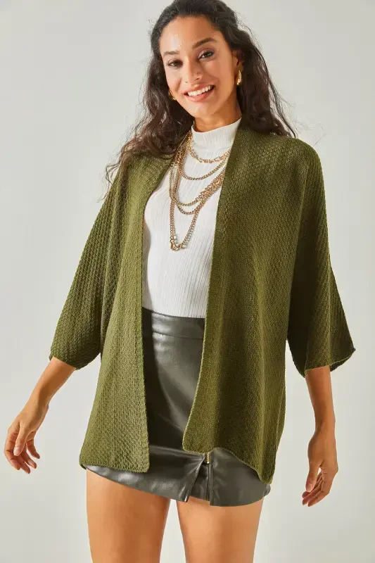 Women's Khaki Batwing Spring Cardigan HRK-19000057-Khaki - 2