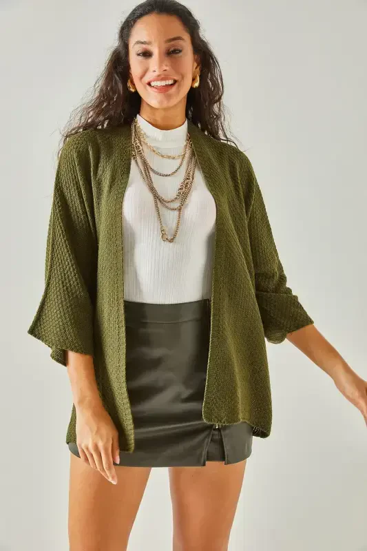 Women's Khaki Batwing Spring Cardigan HRK-19000057-Khaki - 3