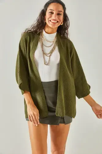 Women's Khaki Batwing Spring Cardigan HRK-19000057-Khaki - 4