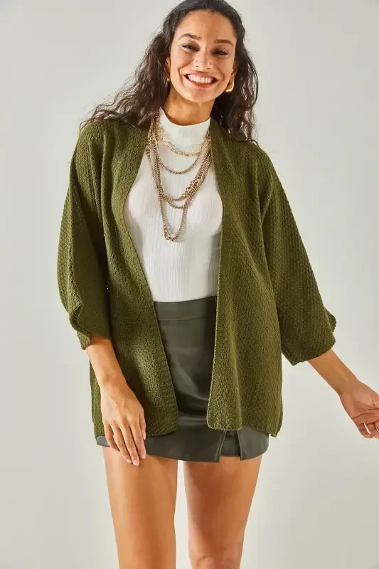 Women's Khaki Batwing Spring Cardigan HRK-19000057-Khaki - 4