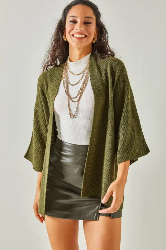 Women's Khaki Batwing Spring Cardigan HRK-19000057-Khaki - 1