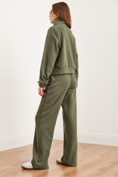 Women's Khaki Bottom and Top Polo Collar Salonic Set - 8