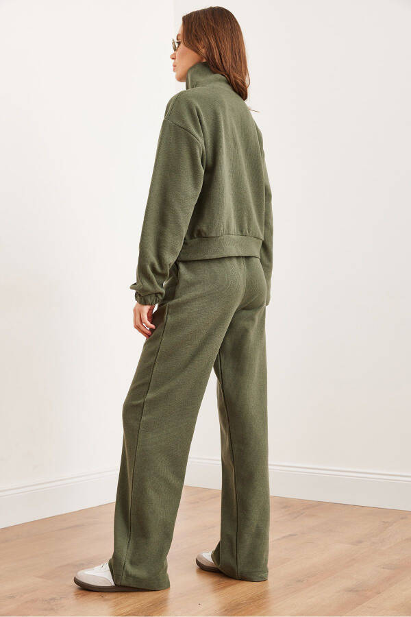 Women's Khaki Bottom and Top Polo Collar Salonic Set - 8