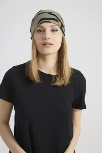 Women's Khaki, Camouflage Patterned, String Detailed 4 Seasons Hat Beanie Buff Ultra Soft Natural Combed Cotton-Khaki camouflage - 6