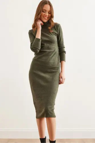 Women's Khaki Full Fisherman Flannel Midi Dress CLO-19 