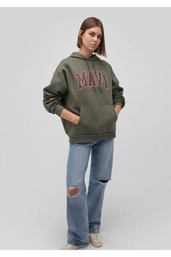 Women's Khaki Green M1600361-71581 Hooded Sweatshirt - 19