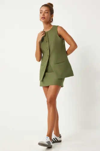 Women's Khaki Mini Woven Skirt FN03240-Khaki 