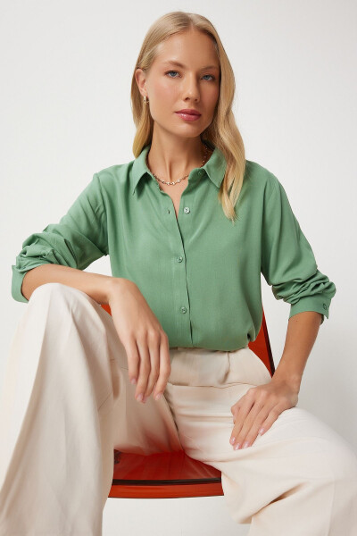Women's Khaki Relaxed Fit Viscose Shirt TO00153 