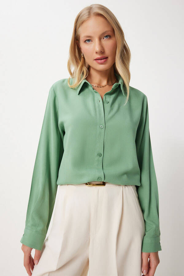 Women's Khaki Relaxed Fit Viscose Shirt TO00153 - 2
