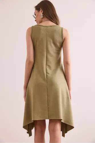 Women's Khaki Soft Touch Sleeveless Bell Dress ELB-19 - 6