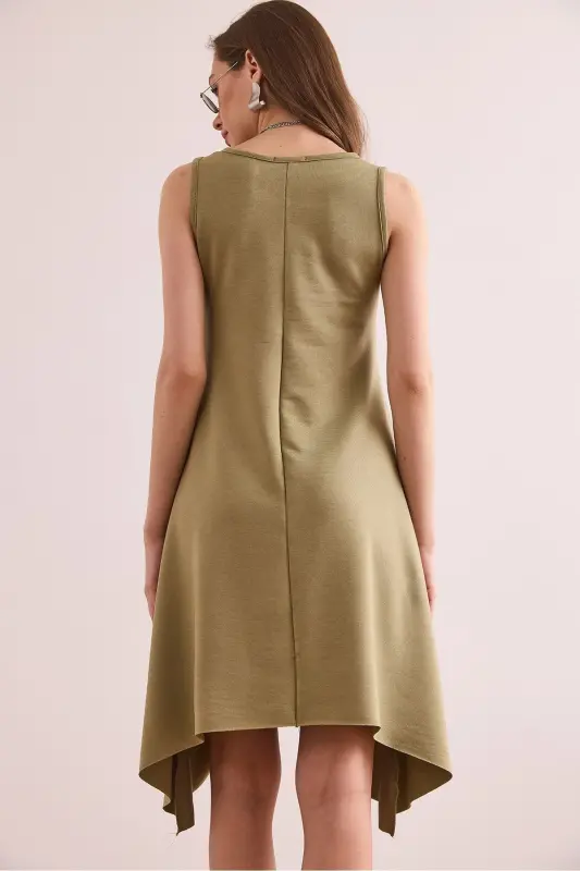 Women's Khaki Soft Touch Sleeveless Bell Dress ELB-19 - 6