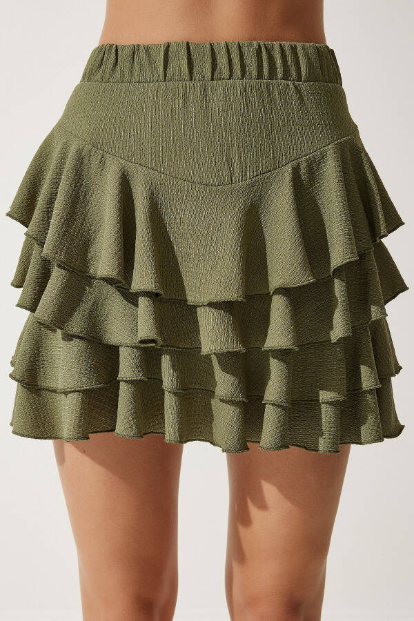 Women's Khaki Summer Ruffle Mini Skirt UB00268 - 6