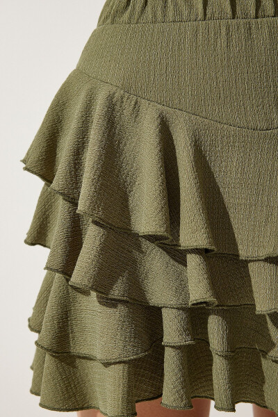 Women's Khaki Summer Ruffle Mini Skirt UB00268 - 7