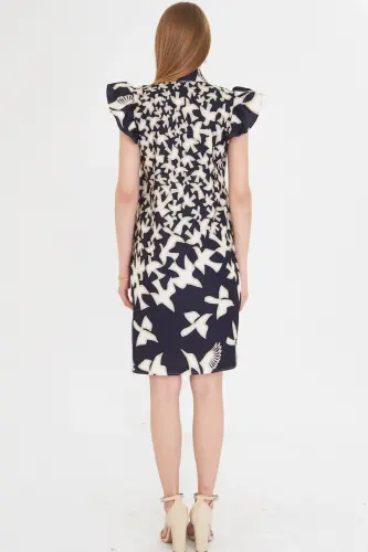 Women's Khaki V-Neck Ruffled Sleeves Bow Detail - 4