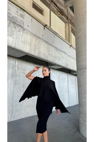 Women's Knit Dress Full Fisherman Poncho - FRİYA