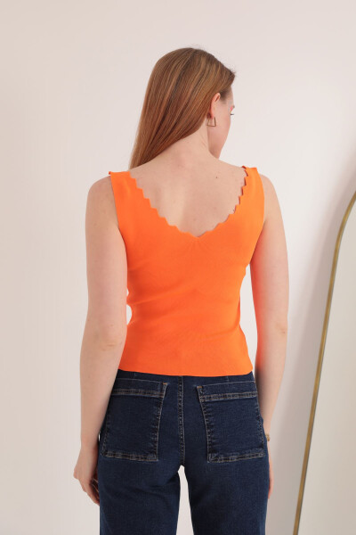 Women's Knit Ladder Neck Blouse - Orange - 3