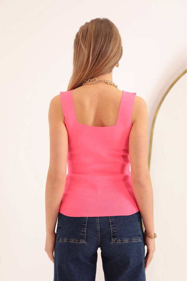 Women's Knit Square Neck Blouse - Neon Fuchsia - 3