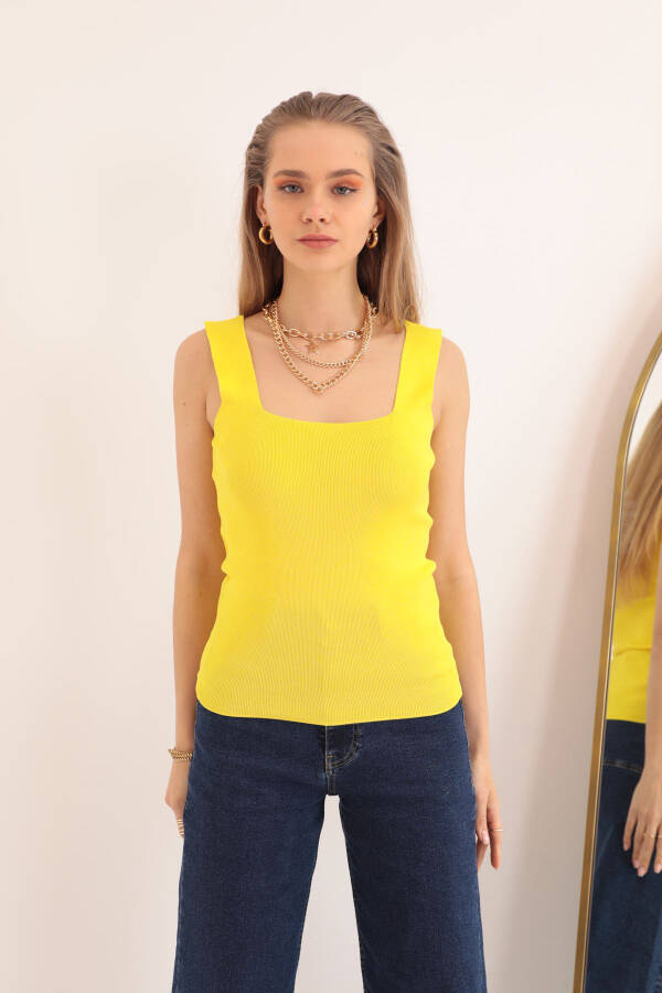 Women's Knit Square Neck Blouse - Yellow - 3