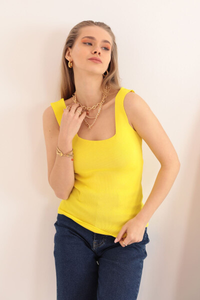 Women's Knit Square Neck Blouse - Yellow - 5