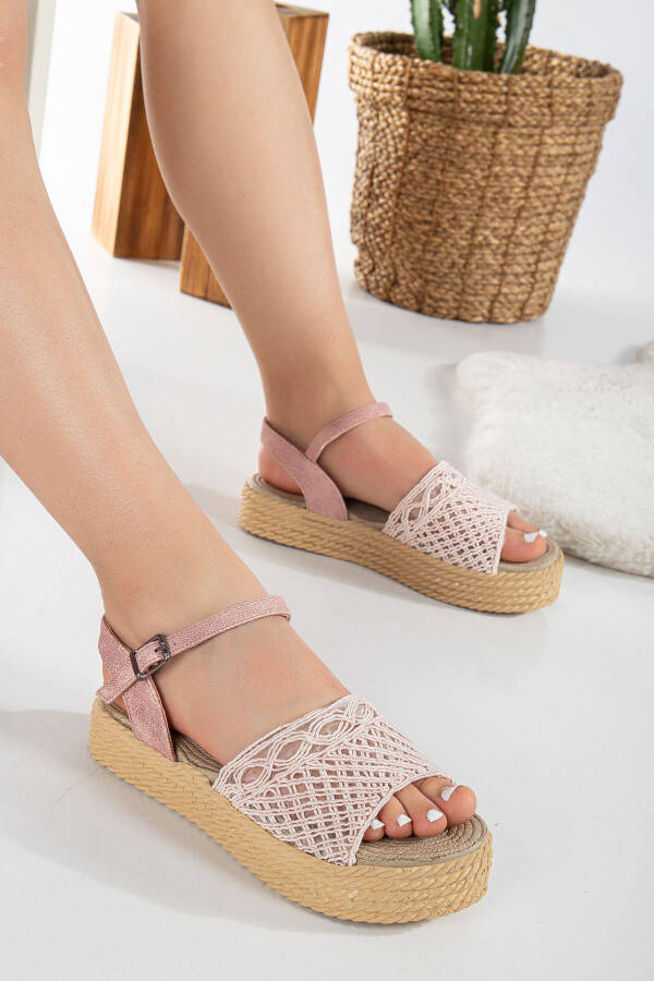 Women's Knit Straw Padded Heel Powder Sandal (3cm) - 1