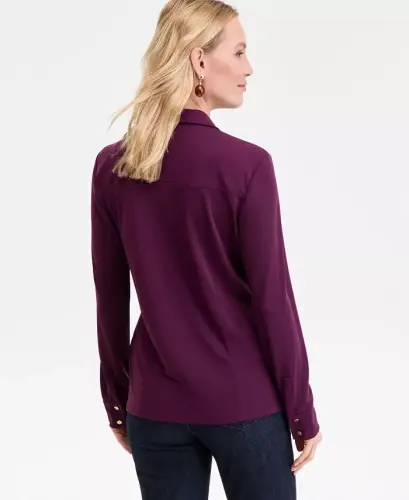 Women's Knit Utility Shirt, Exclusively at Modazone - Berried Treasur - 3