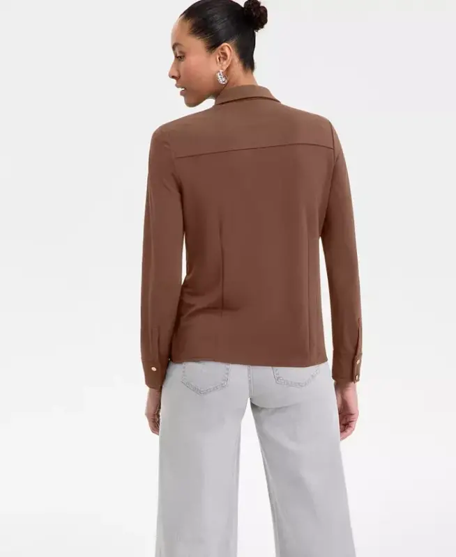 Women's Knit Utility Shirt, Exclusively at Modazone - Copper Moon - 3