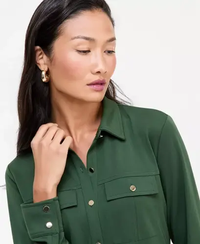 Women's Knit Utility Shirt, Exclusively at Modazone - Forest Hollow - 3