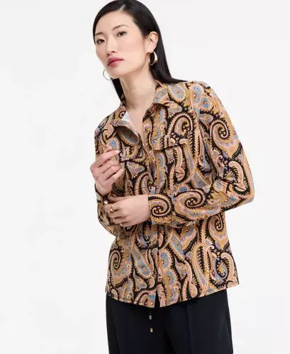 Women's Knit Utility Shirt, Exclusively at Modazone - Helena Paisley - I.N.C. International Concepts (1)