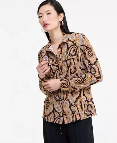 Women's Knit Utility Shirt, Exclusively at Modazone - Helena Paisley - I.N.C. International Concepts (1)