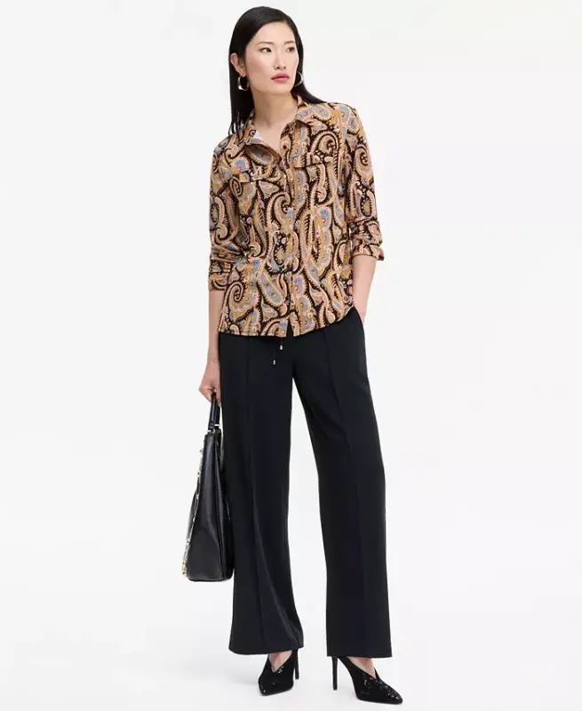 Women's Knit Utility Shirt, Exclusively at Modazone - Helena Paisley - 1