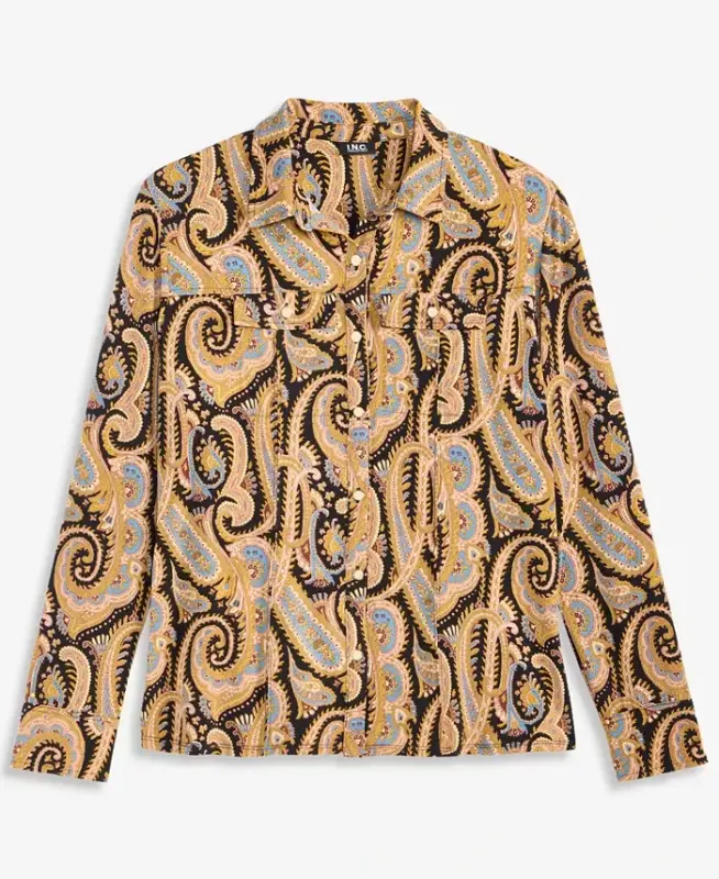 Women's Knit Utility Shirt, Exclusively at Modazone - Helena Paisley - 5