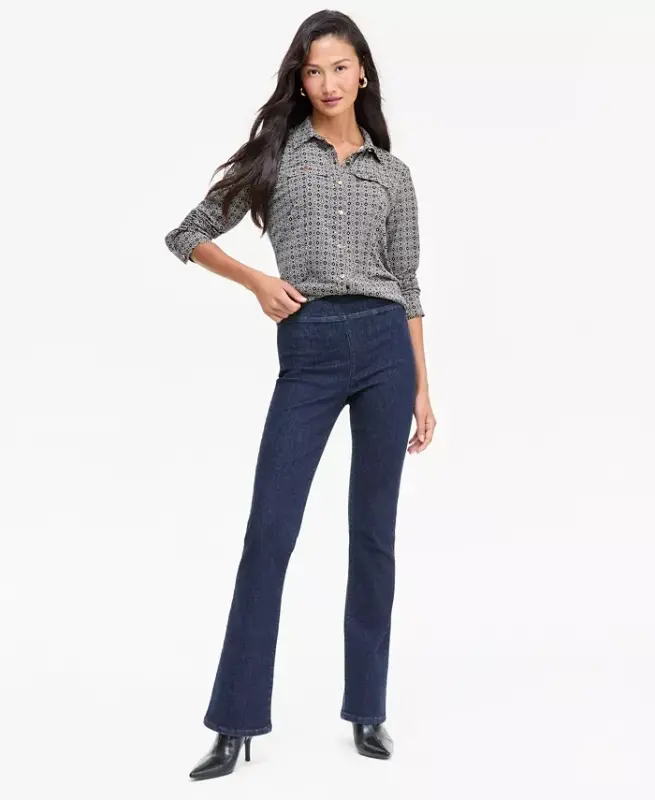 Women's Knit Utility Shirt, Exclusively at Modazone - Mira Geo - 3