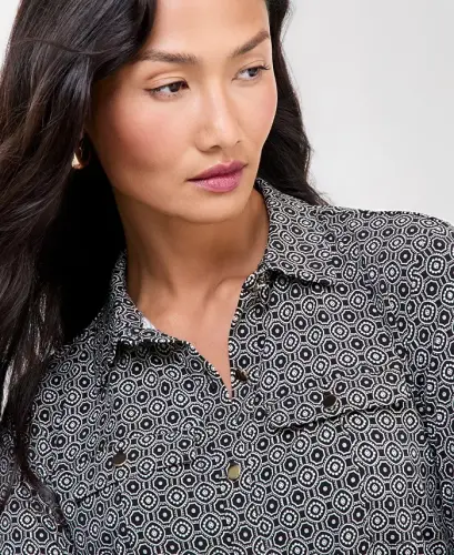 Women's Knit Utility Shirt, Exclusively at Modazone - Mira Geo - 4