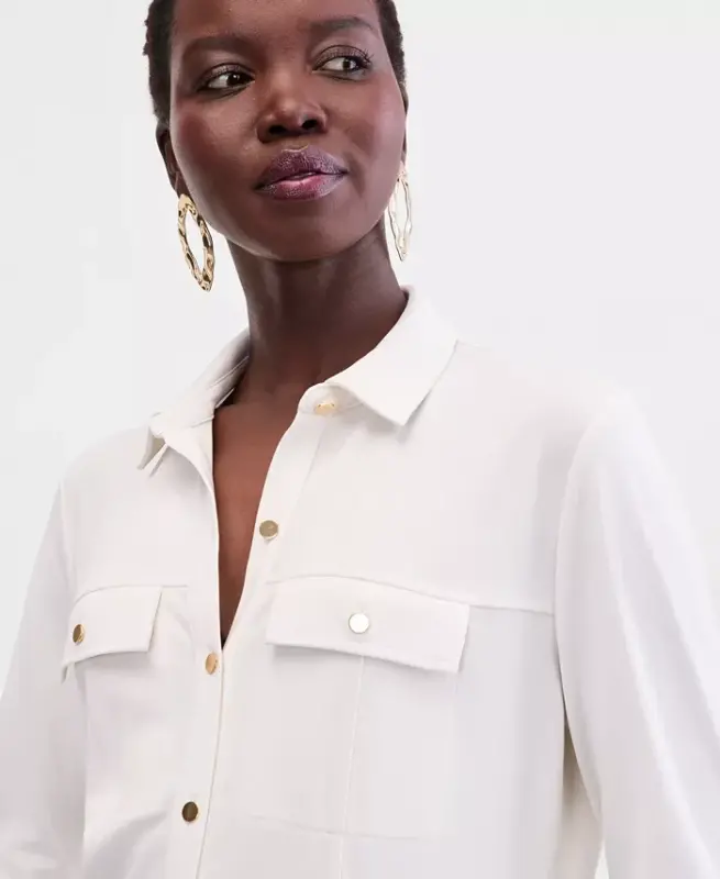 Women's Knit Utility Shirt, Exclusively at Modazone - Vintage Cr - 2