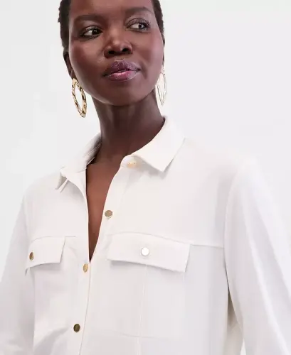 Women's Knit Utility Shirt, Exclusively at Modazone - Vintage Cr - 2