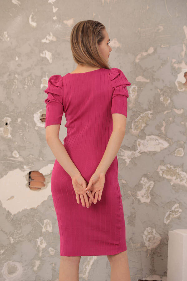 Women's Knit Watermelon Sleeve Dress - Fuchsia - 7