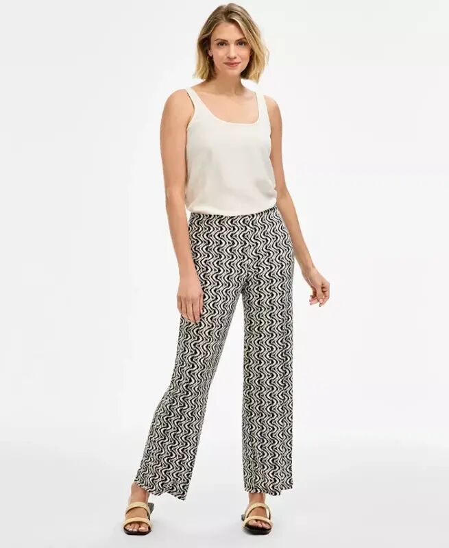 Women's Knit Wide-Leg Pull-On Pants, Regular & Short Lengths, Created for Modazone - Deep Black Wave - JM Collection