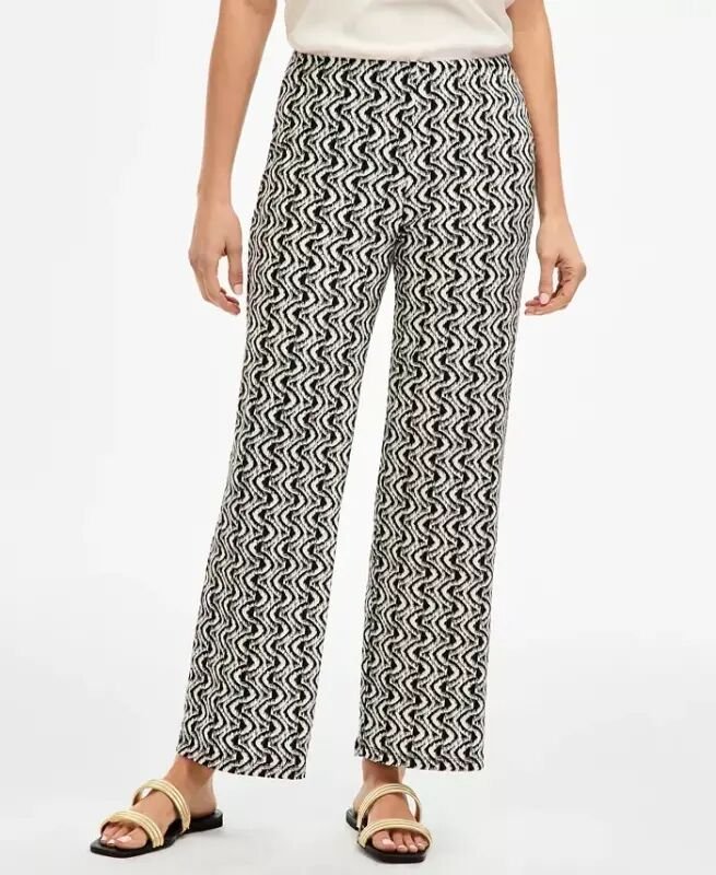 Women's Knit Wide-Leg Pull-On Pants, Regular & Short Lengths, Created for Modazone - Deep Black Wave - 2