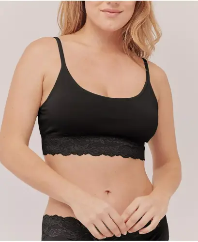 Women's Lace Smooth Cup Bralette-Black - PACT (1)