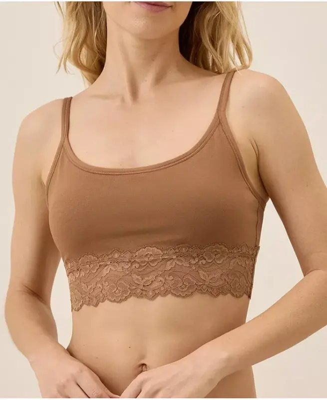 Women's Lace Smooth Cup Bralette-Brown sugar - 2