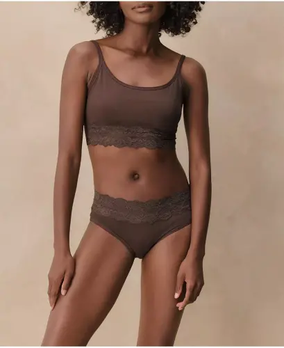 Women's Lace Smooth Cup Bralette-Carob - 3