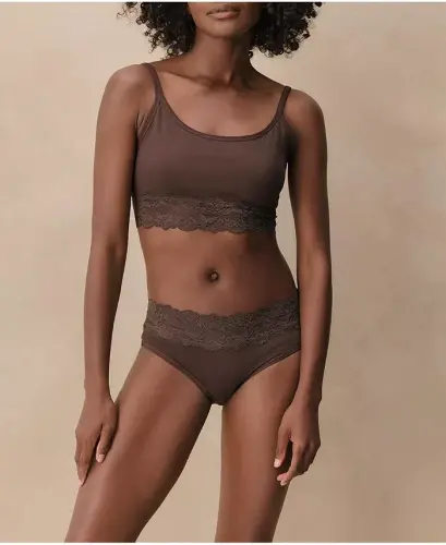 Women's Lace Smooth Cup Bralette-Carob - 3