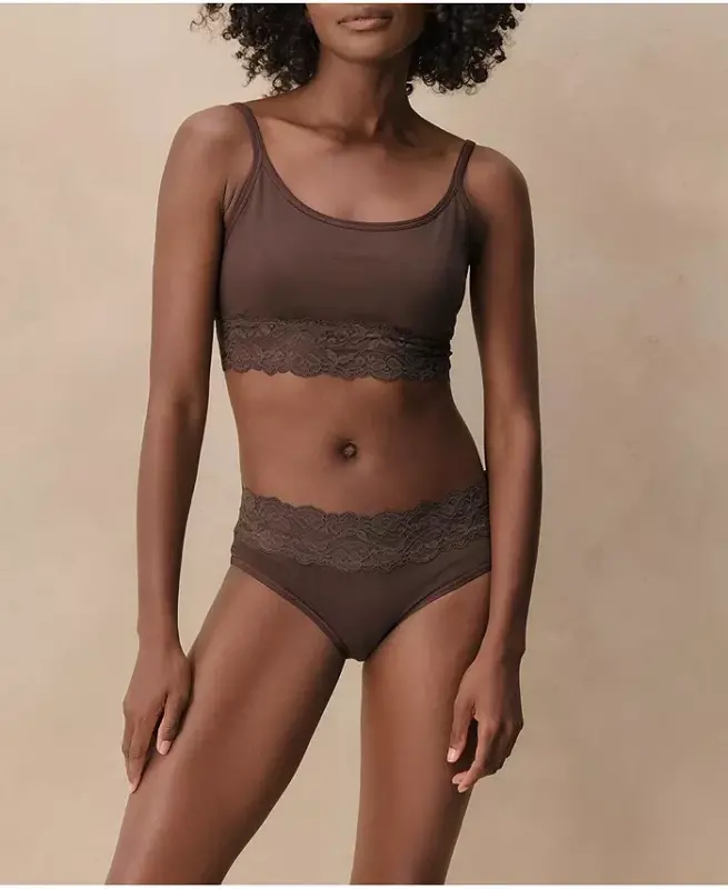 Women's Lace Smooth Cup Bralette-Carob - 3