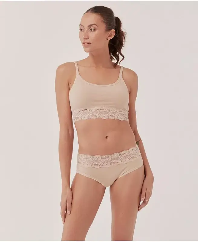 Women's Lace Smooth Cup Bralette - Champagne - 2