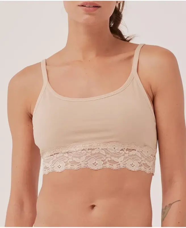 Women's Lace Smooth Cup Bralette - Champagne - 1