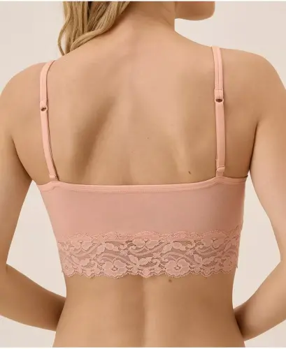 Women's Lace Smooth Cup Bralette-Peach - 3