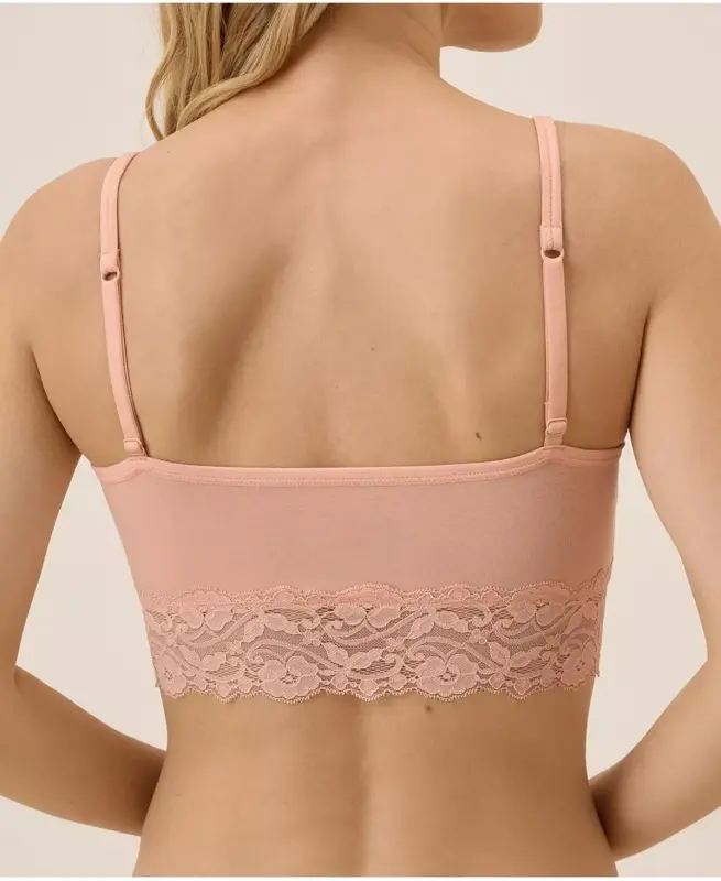 Women's Lace Smooth Cup Bralette-Peach - 3