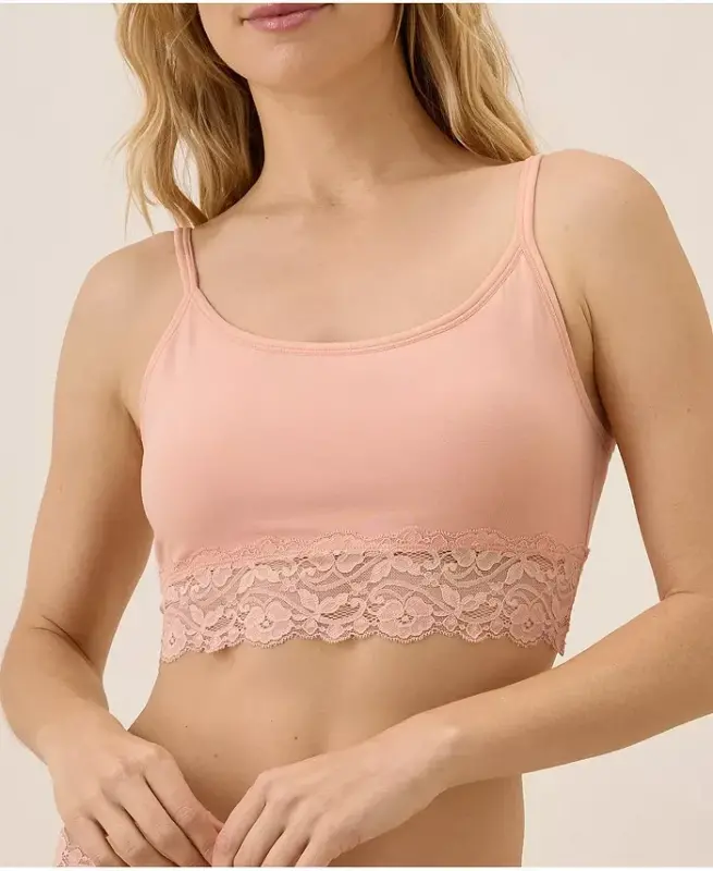 Women's Lace Smooth Cup Bralette-Peach - 2