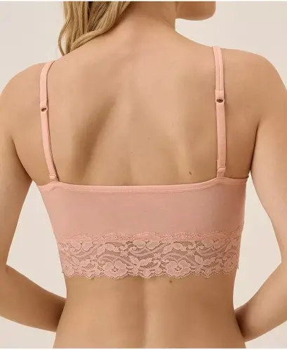 Women's Lace Smooth Cup Bralette-Peach - 3